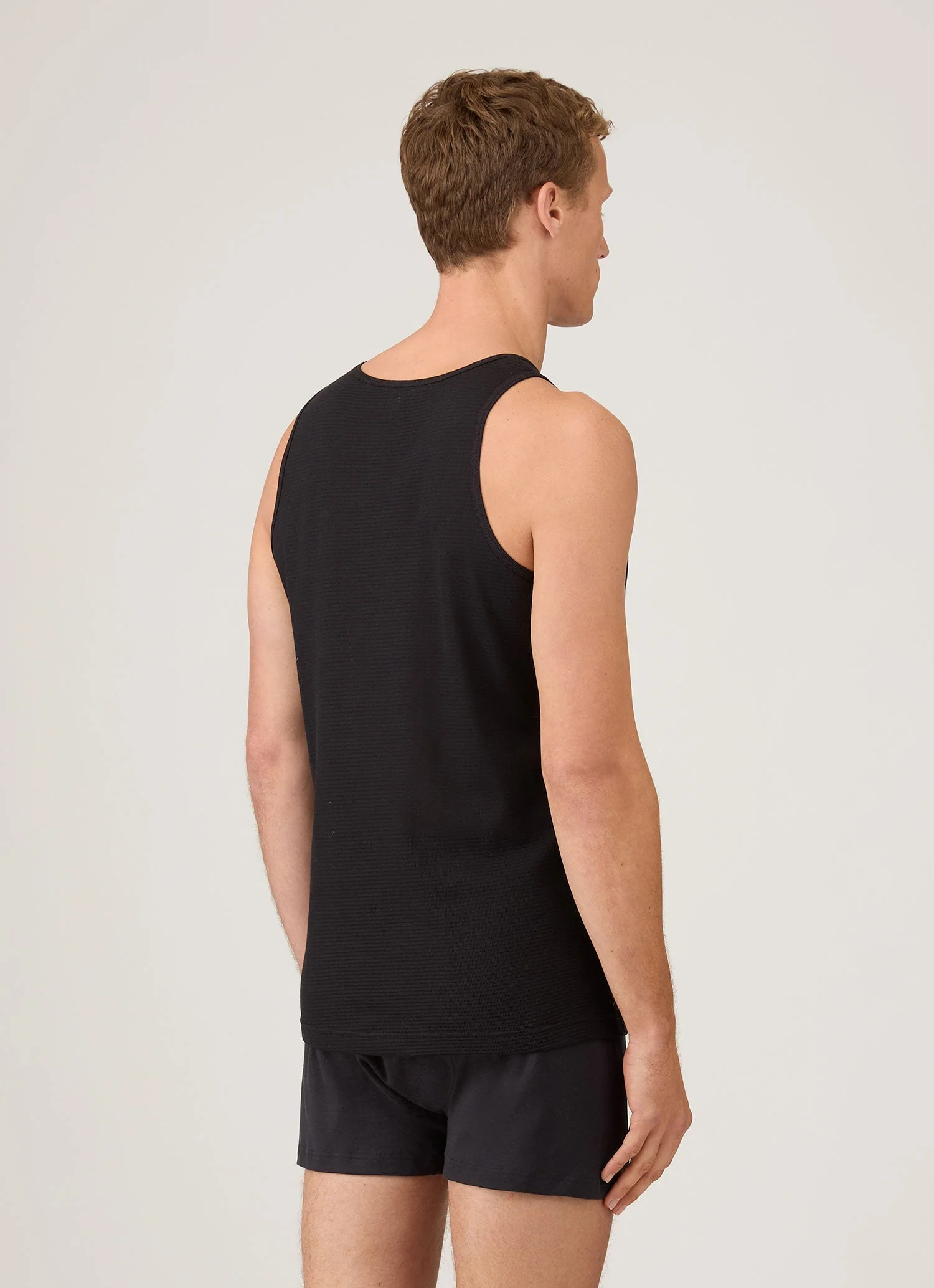 Men's Cellular Cotton Underwear Vest in Black - Image 3