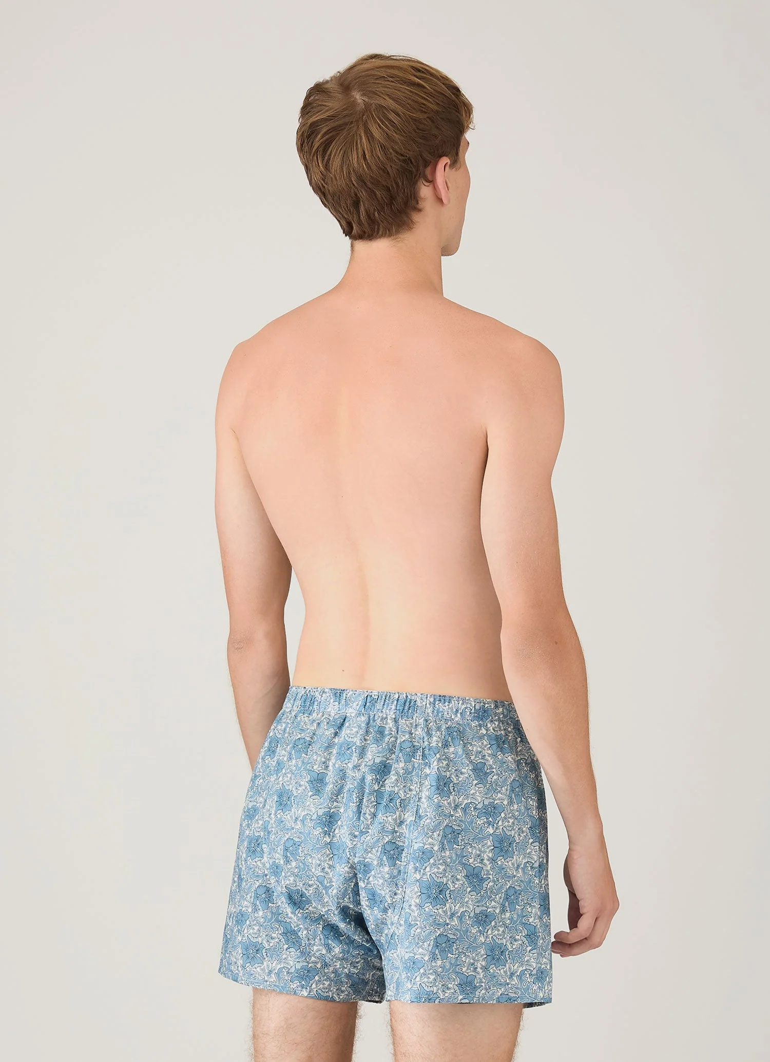 Men's Classic Boxer Short in Liberty Fabric in Stone Blue Floral - Image 3