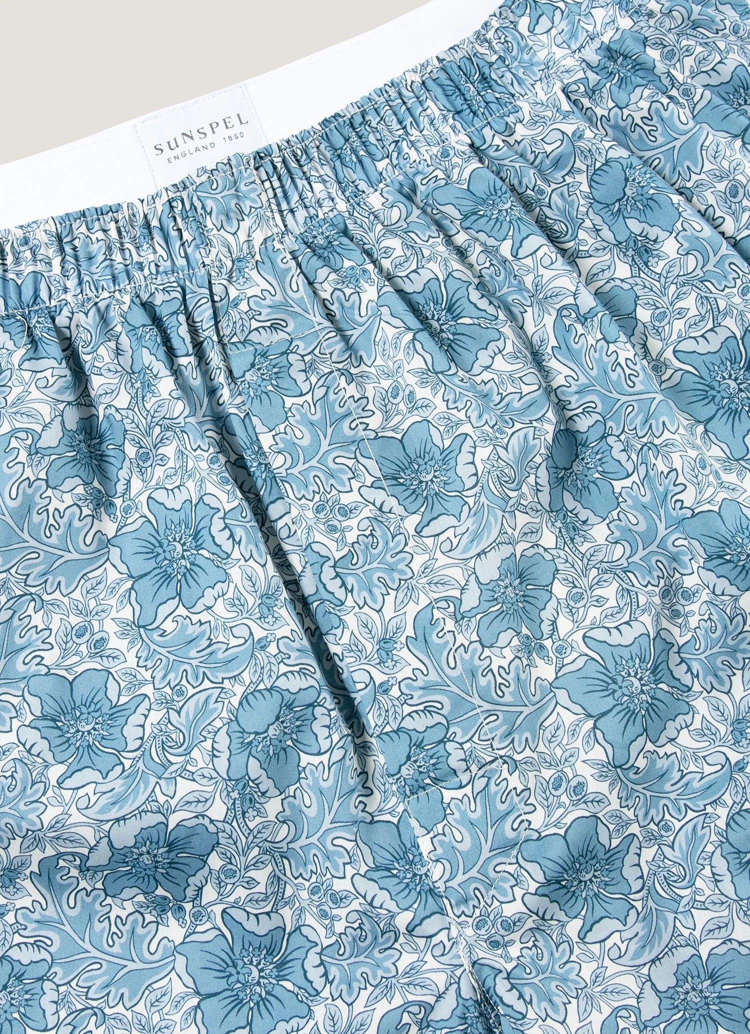 Men's Classic Boxer Short in Liberty Fabric in Stone Blue Floral - Image 4