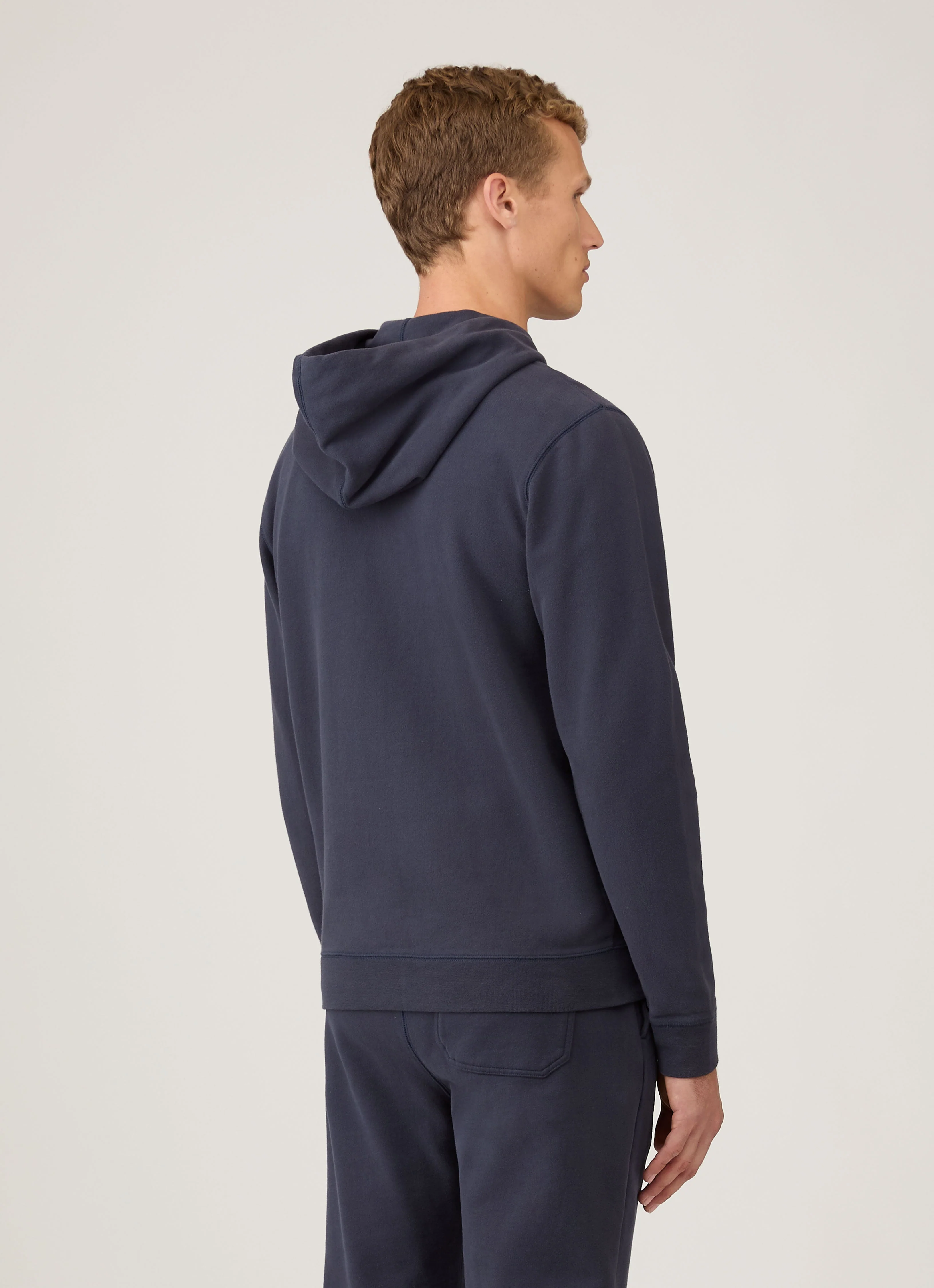 Men's Loopback Zip Hoodie in Navy - Image 5