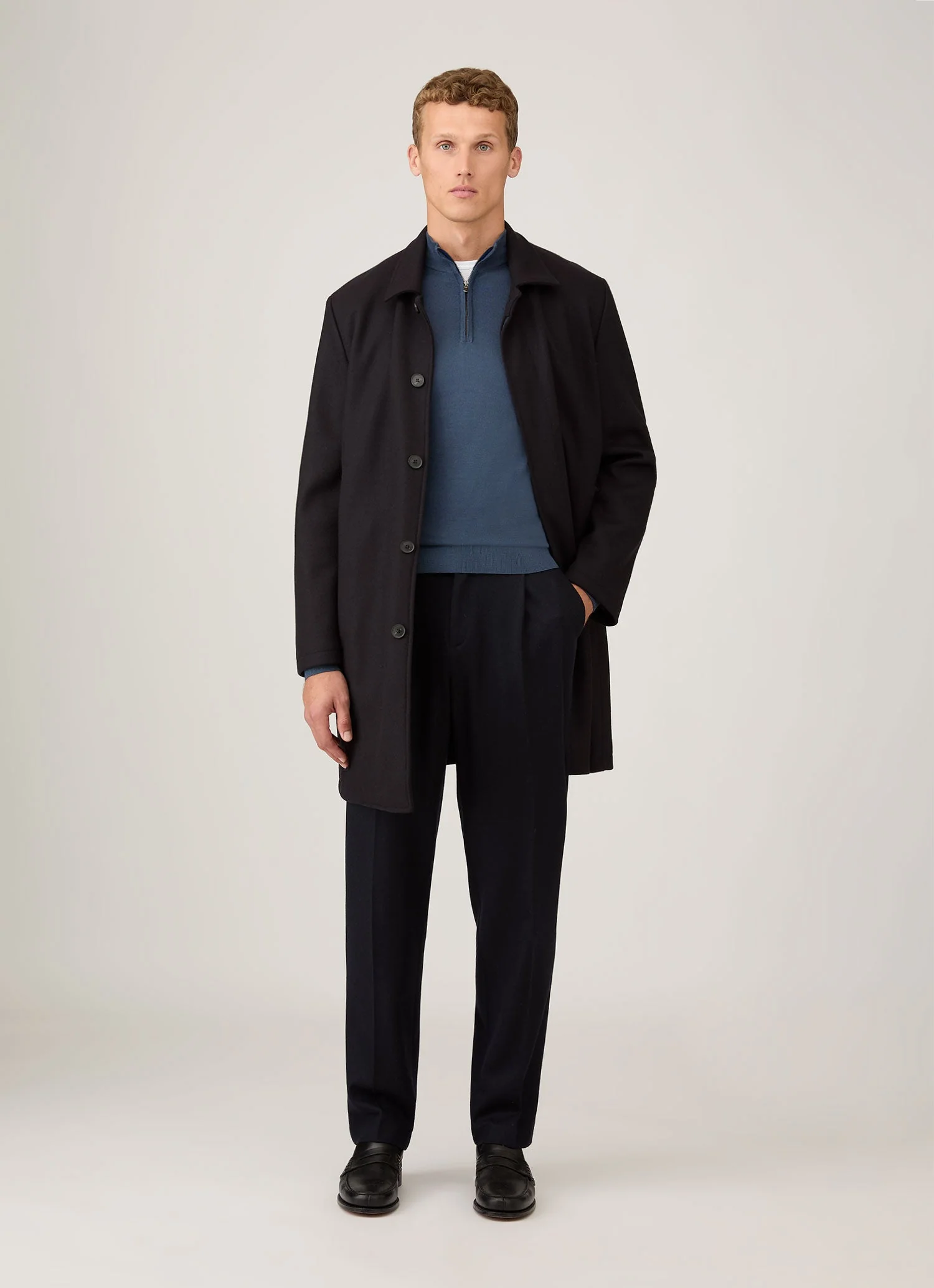 Men's Extra-Fine Merino Zip Neck in Slate Blue - Image 3