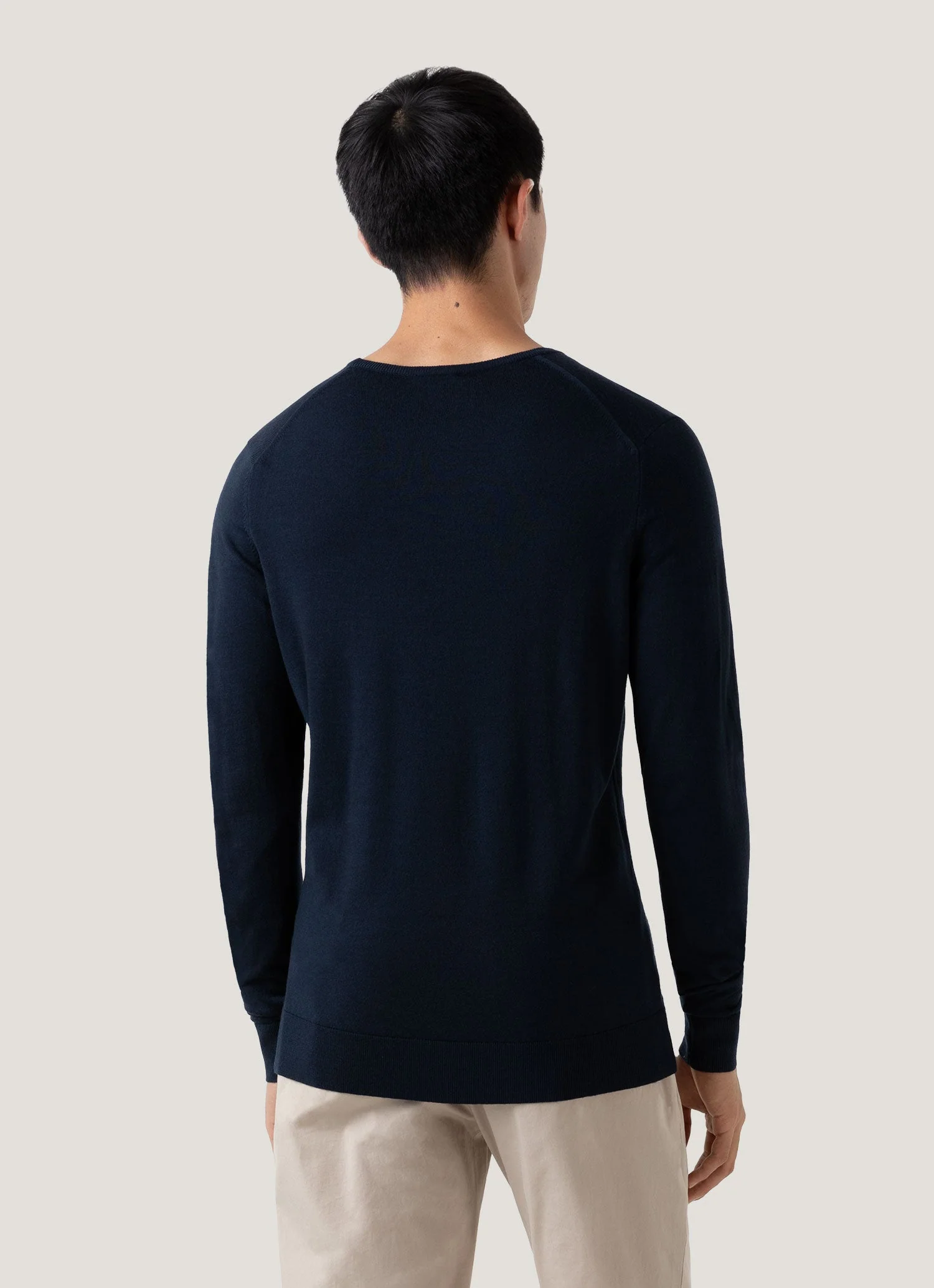 Men's Extra-Fine Merino Crew Neck in Light Navy - Image 5