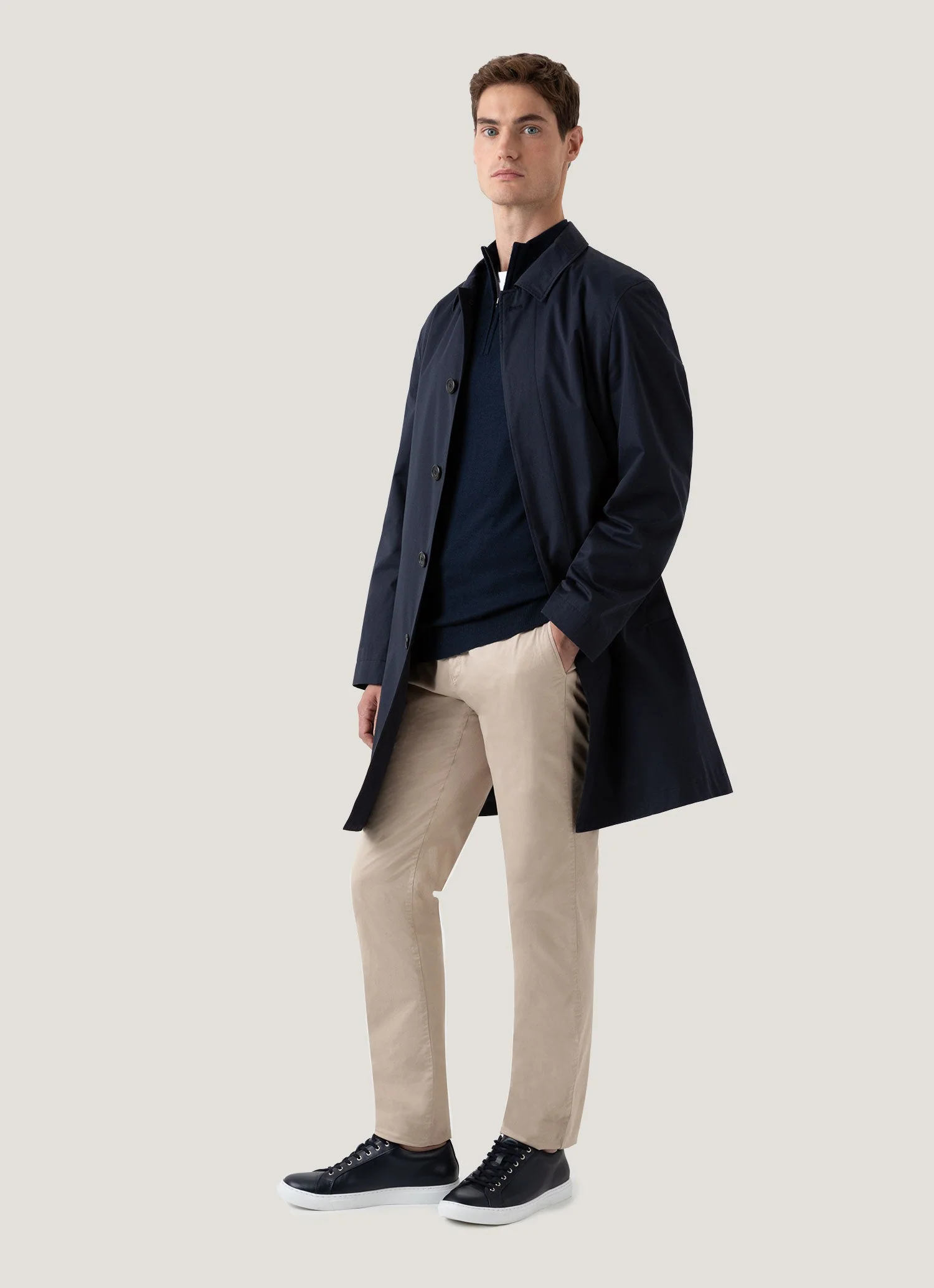 Men's Extra-Fine Merino Zip Neck in Light Navy - Image 3