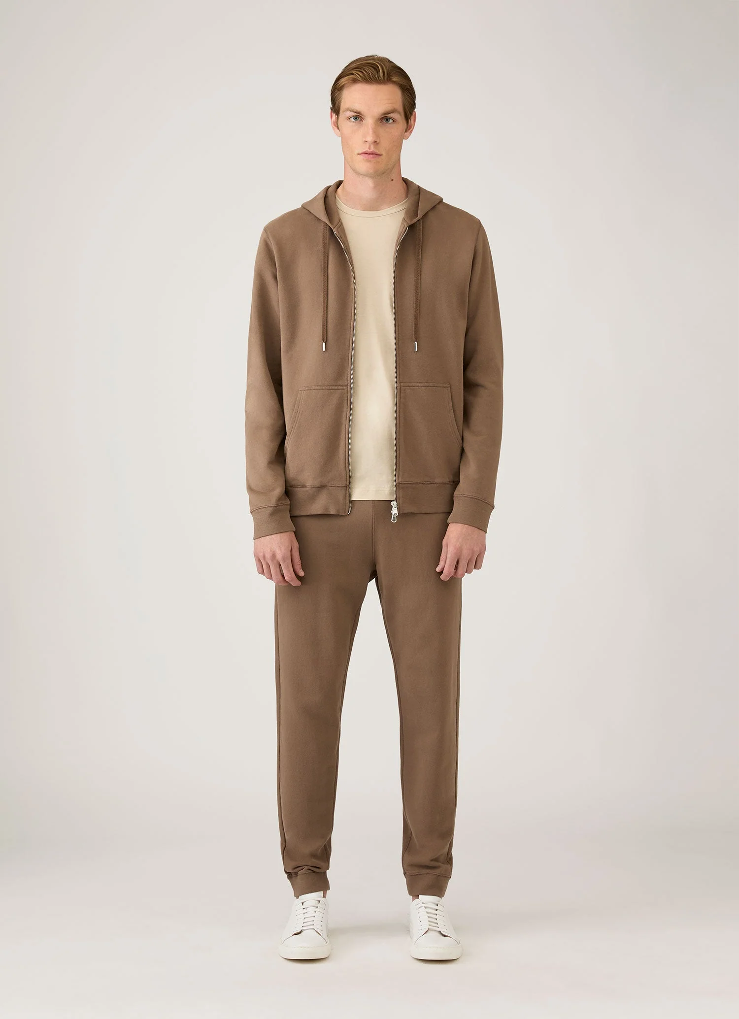 Men's Loopback Zip Hoodie in Dark Cedar - Image 3