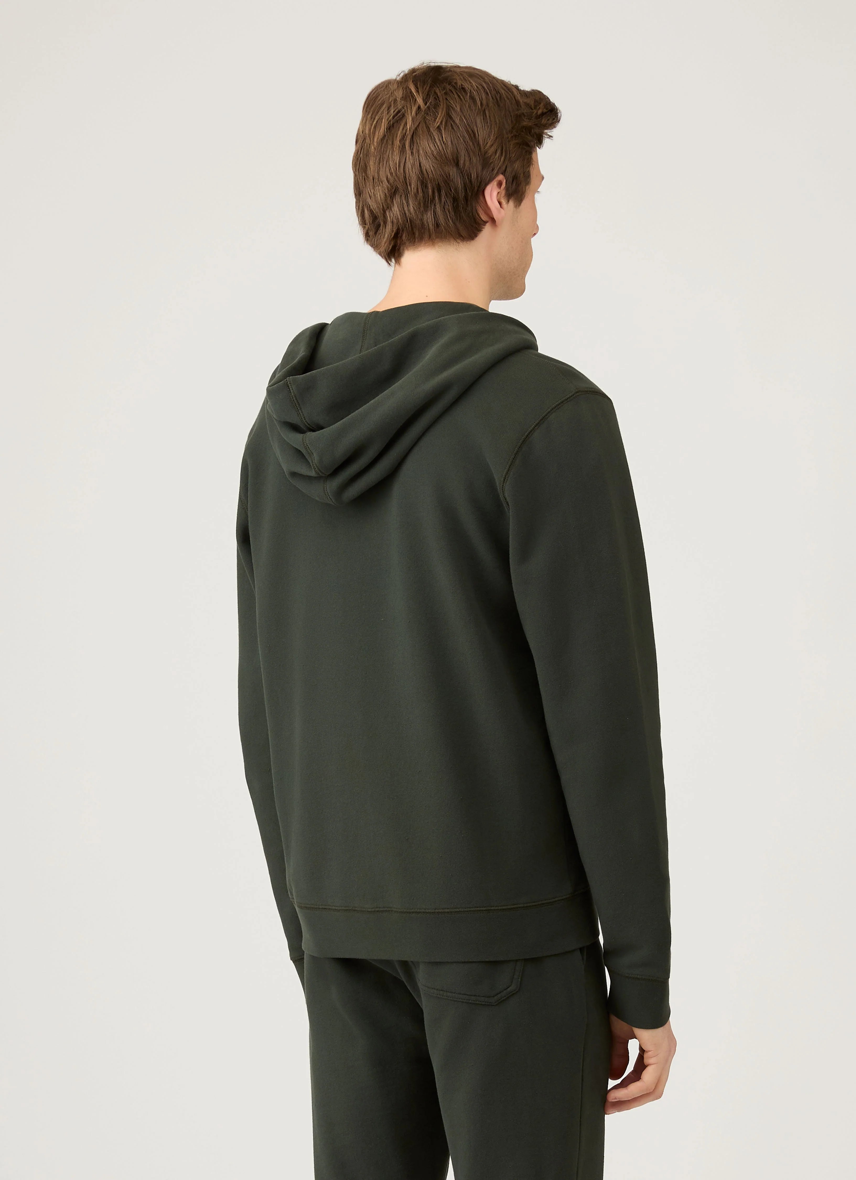 Men's Loopback Zip Hoodie in Dark Green - Image 5