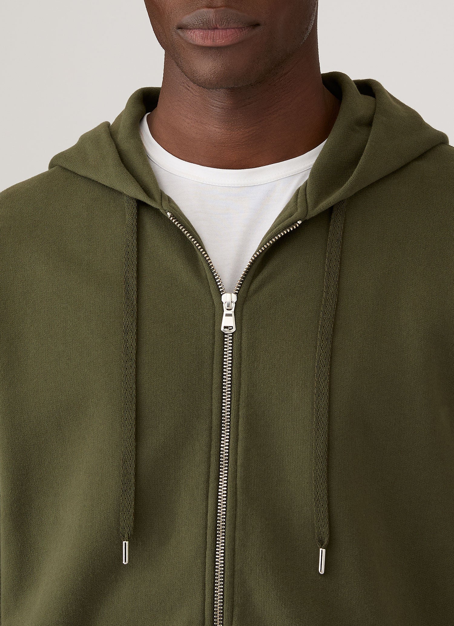 Men's Loopback Zip Hoodie in Deep Olive - Image 6