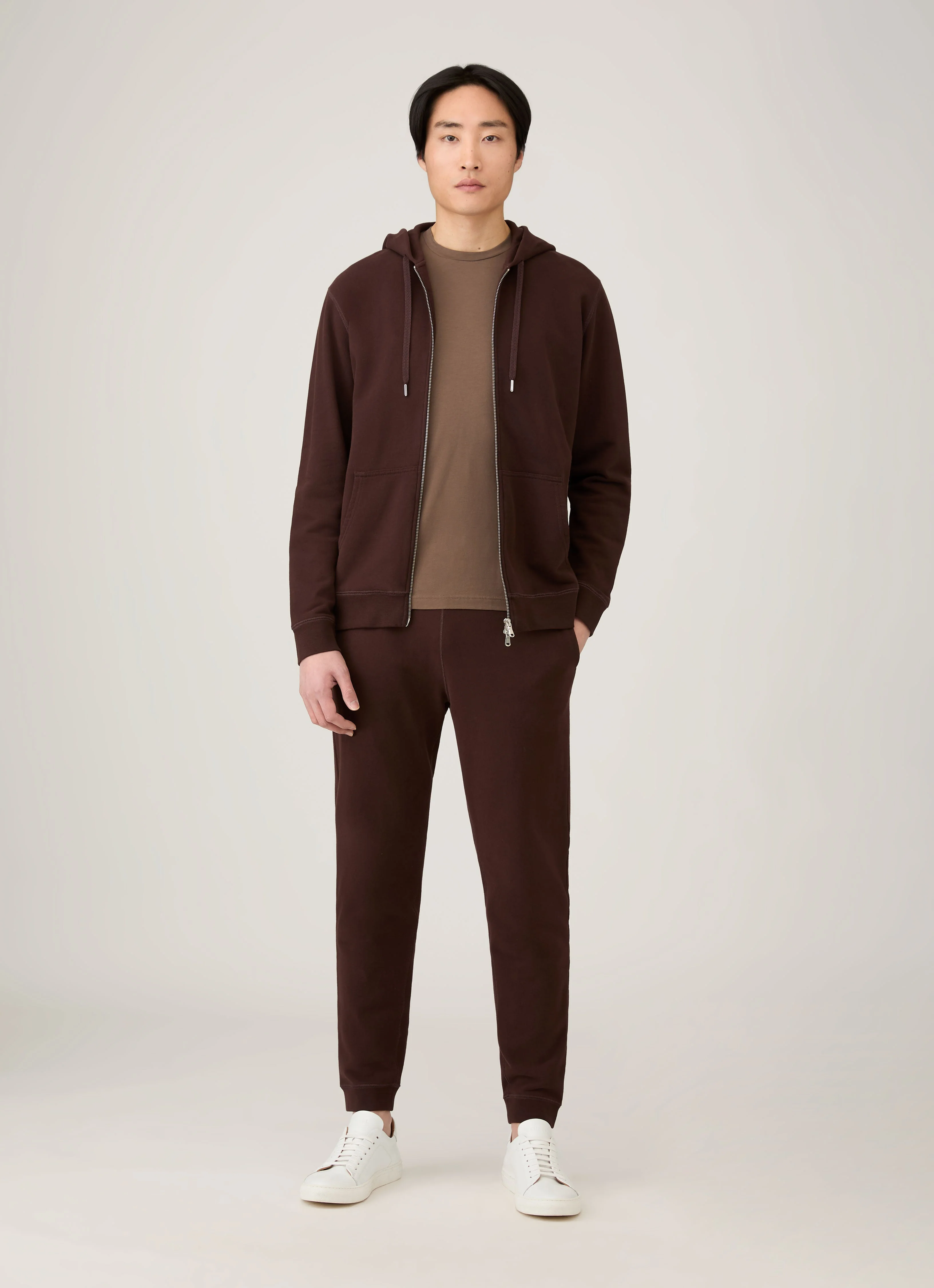 Men's Loopback Zip Hoodie in Truffle - Image 3