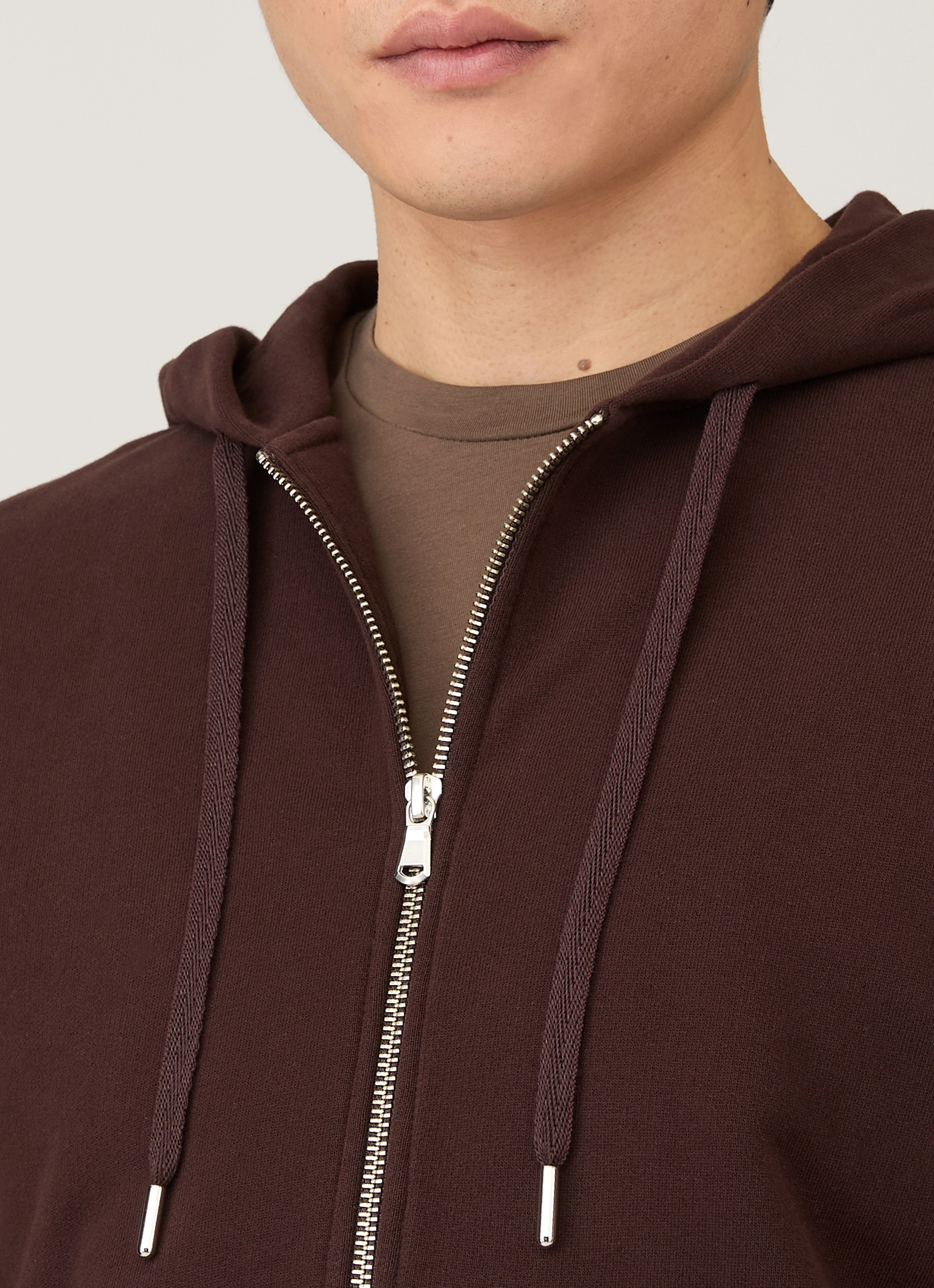 Men's Loopback Zip Hoodie in Truffle - Image 6