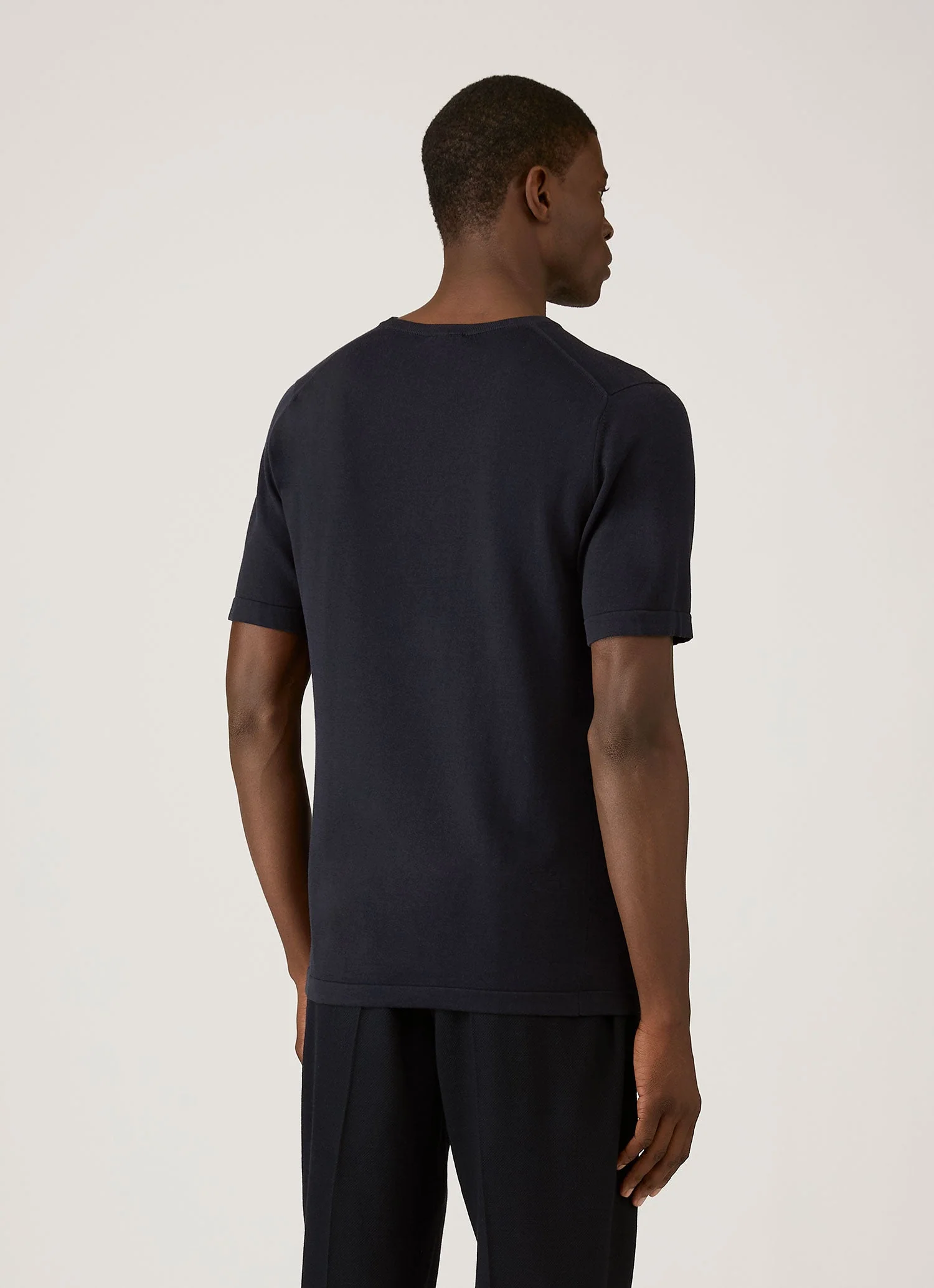 Men's Sea Island Cotton Knit T-shirt in Light Navy - Image 5