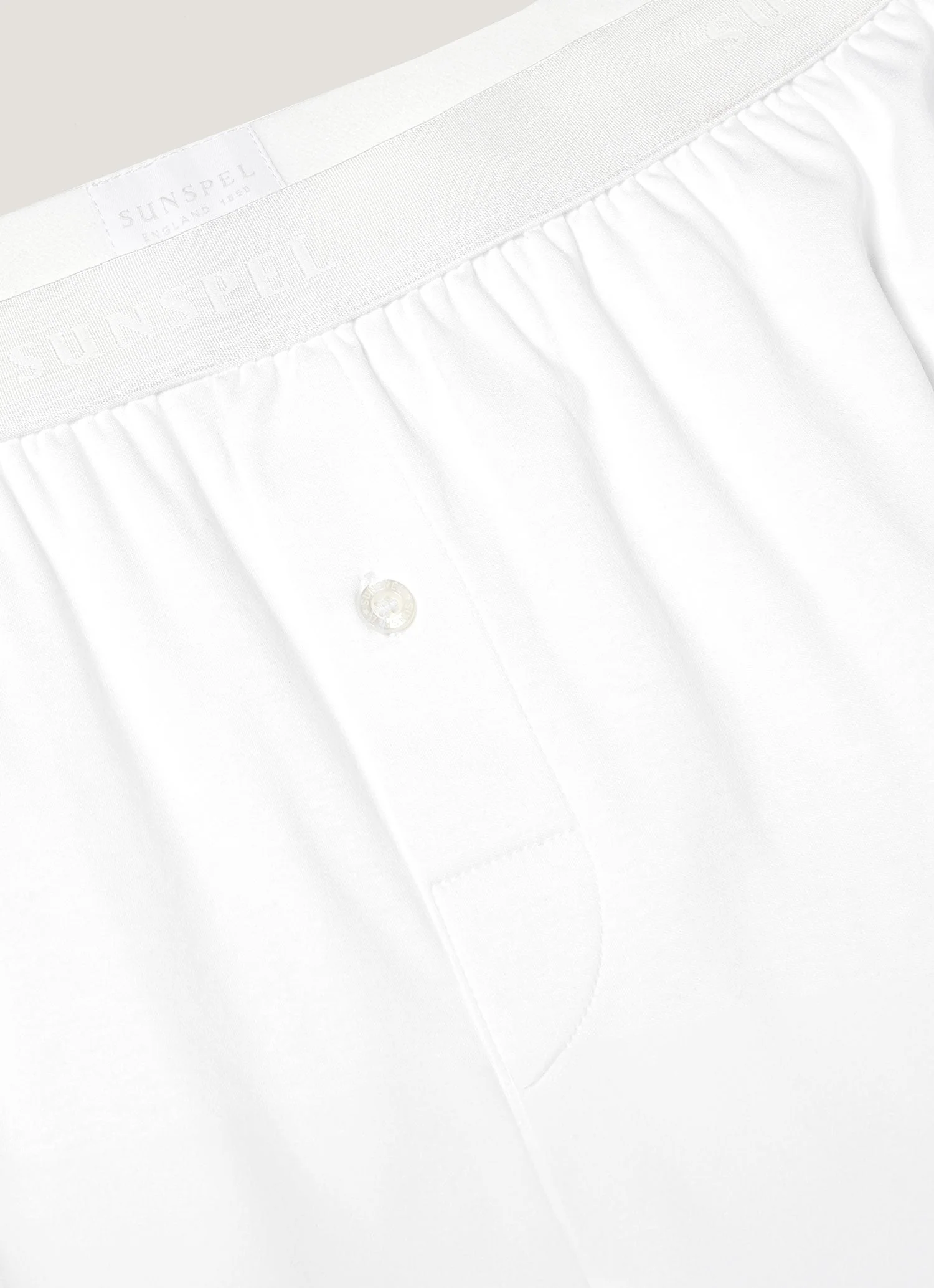 Men's Sea Island Cotton One-Button Boxer Short in White - Image 4