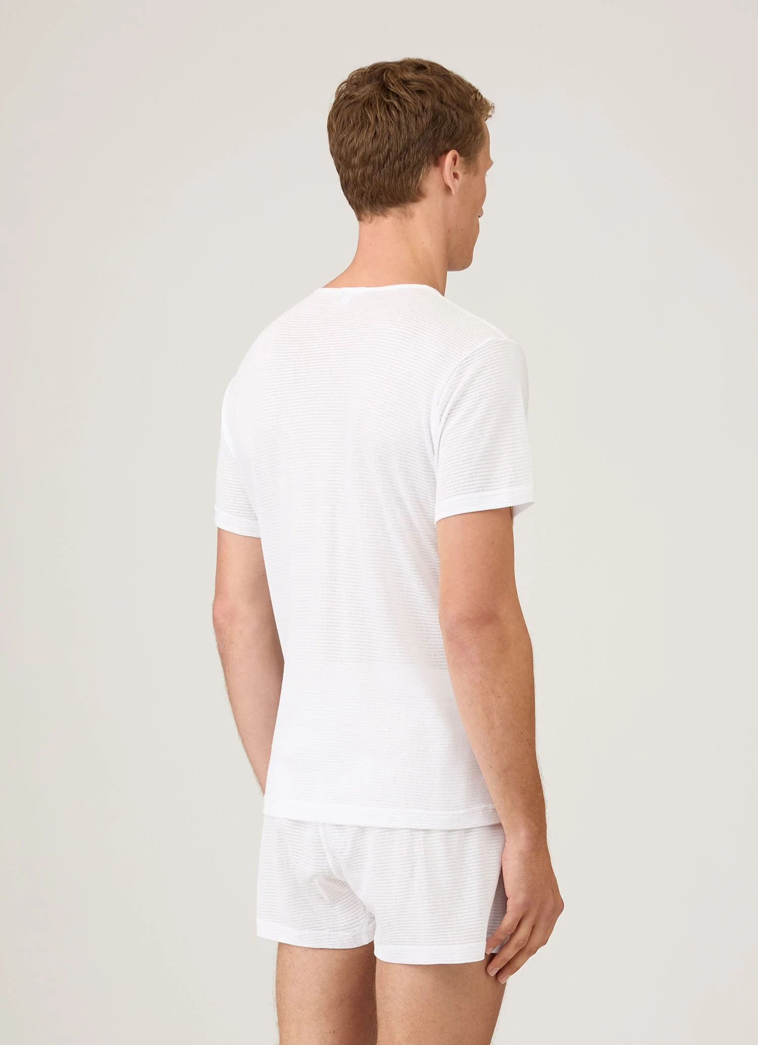 Men's Cellular Cotton Underwear T-shirt in White - Image 3