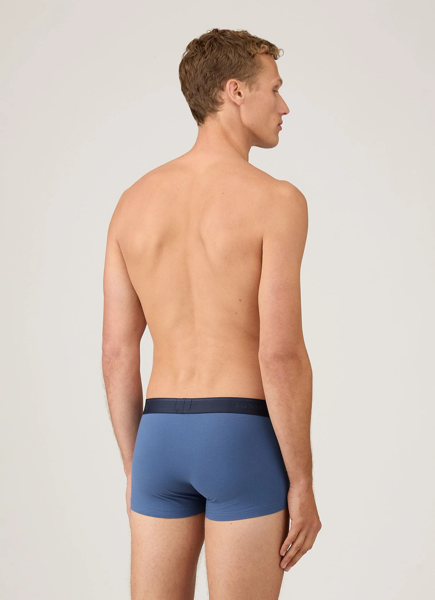 Men's Stretch Cotton Trunks in Atlantic Blue - Image 3